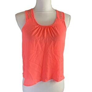 Carrie Allen Cropped Shear Peach Studded Lightweight Top small